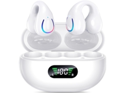 Fones Sem Fio Bluetooth 5.3 JIAPEI com estojo, led, microfone, branco