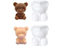 Conjunto De 2 Moldes De Gelo Em Formato De Urso, Molde De Fondant, De Silicone 3d, Para Fazer Cubos, Chocolate E Doces