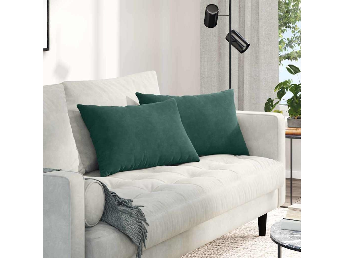 Vidaxl Travesseiros De Sofá 2 Pcs Verde-escuro 60 X 40 Cm