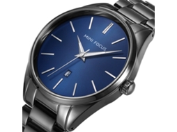 Reloj De Pulsera Hombre Moda Casual Analógico De Cuarzo Impermeable Con Correa De Acero Azul Negro