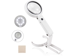 Lupa de Aumento 5x 11x com 8 Luzes Led e Suporte Dobrável, 75 Mm, Perfeita para Leitura, Artesanato, Reparos e Diversas Tarefas BRILVIBERA
