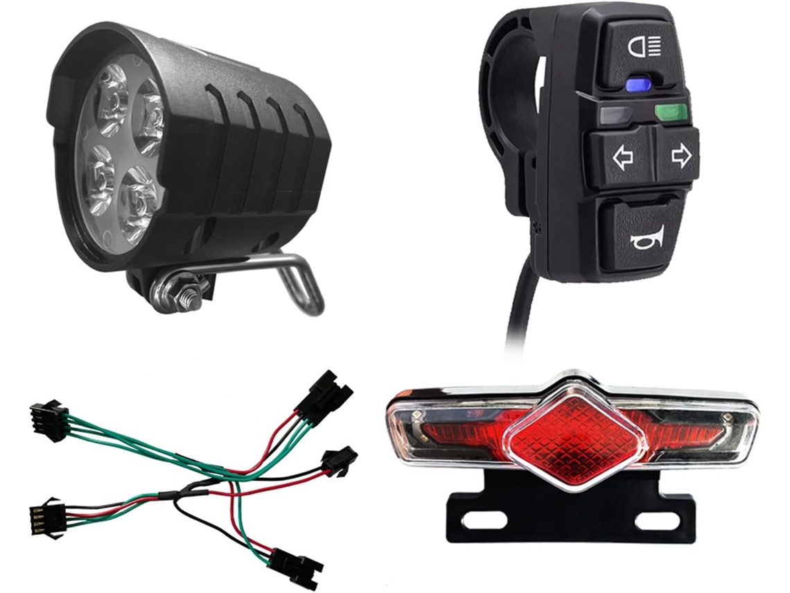 Conjunto De Luzes Para Bicicleta Elétrica: Farol Dianteiro E Lanterna