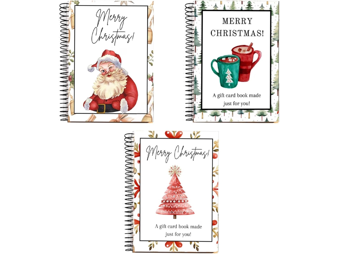 Livro De Cartões Natal Com 3 Unidades, 38 Folhas, 17,3 X 12,7 Cm, Organizador Aniversário Para Adolescentes, Família E Amigos, Fun-aquaforge
