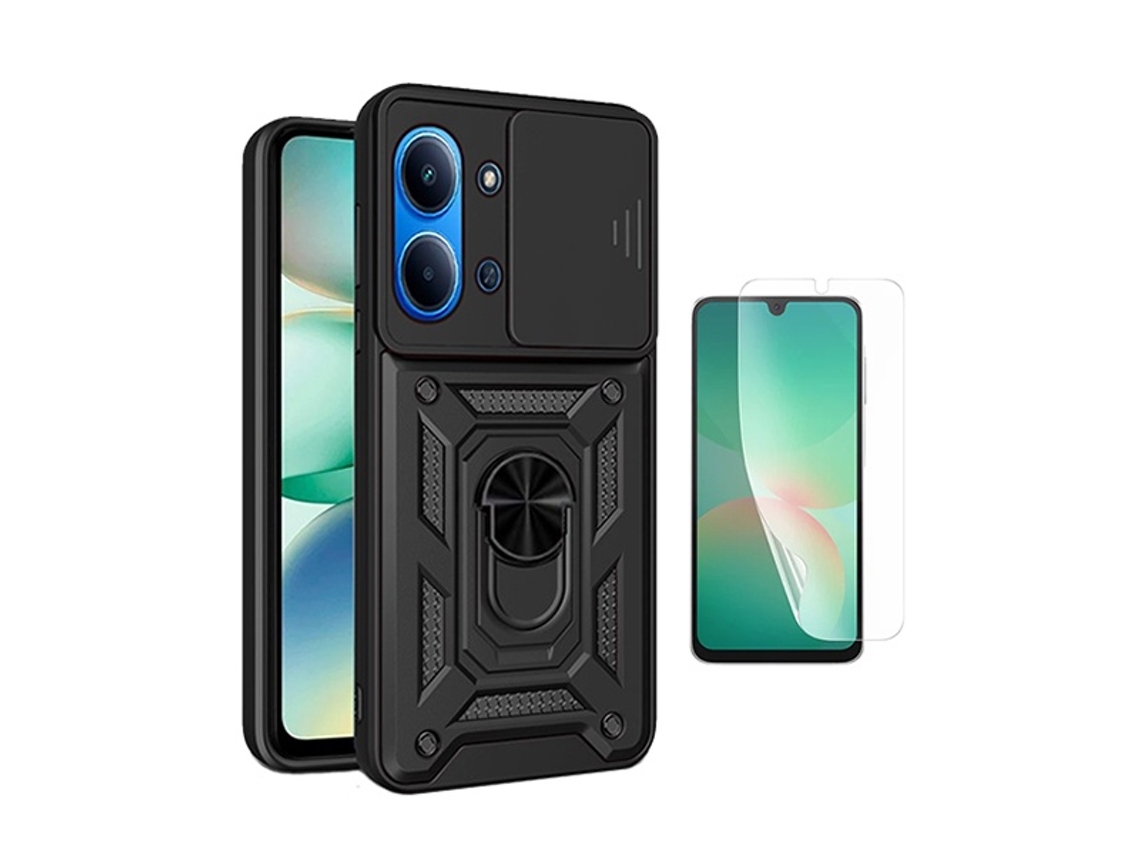 Kit Película Hydrogel Frente Capa Magnetic Slide Window Phonecare Para Xiaomi Poco C85 - Preto
