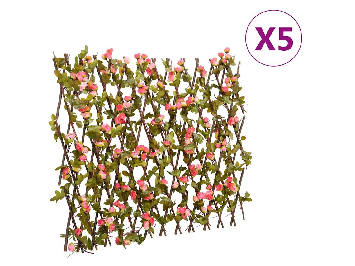 Vidaxl treliça Hera Artificial Extensível 5 Pcs 180x60 Cm Rosa Escuro