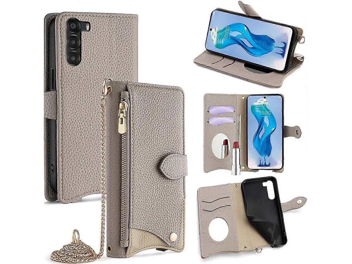 Capa De Celular De Couro Com Estampa De Rabo De Peixe E Corrente Transversal Para Zte Nubia S 5g A403zt