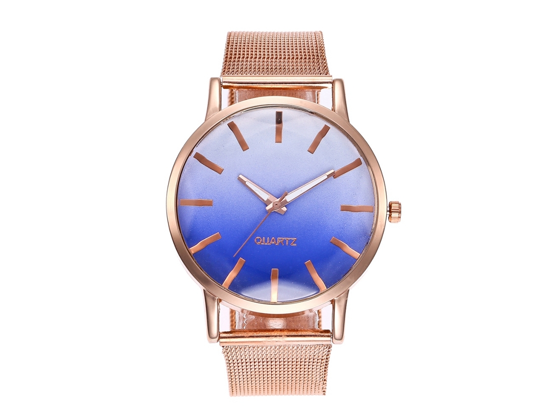 Relógio de Pulso Feminino de Quartzo com Pulseira de Malha e Diâmetro 4.0cm Azul