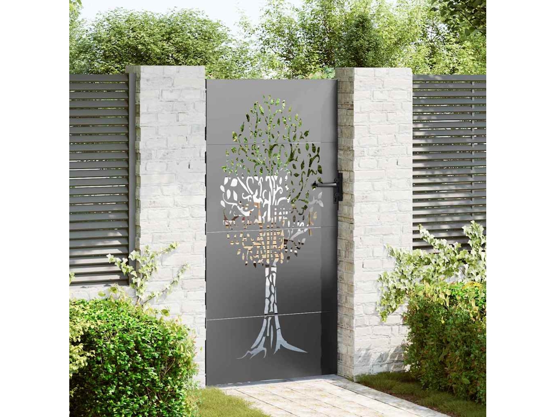 Vidaxl Portão De Jardim 85 X 200 Cm Preto Trancável