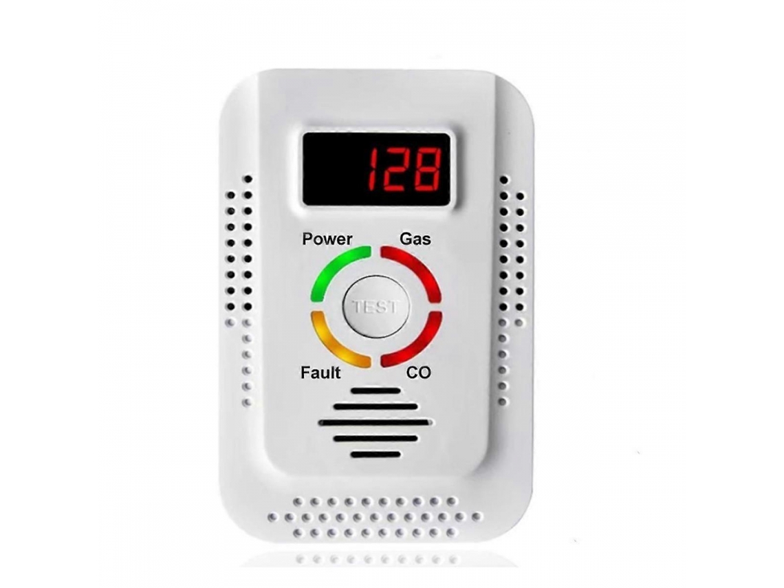Detector De Gás Natural E Monóxido De Carbono(co) Para Co Em Cozinhas, Plugue Europeu