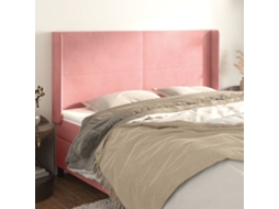 Vidaxl Cabeceira Cama C/ Abas Veludo 163x16x118/128 Cm Rosa