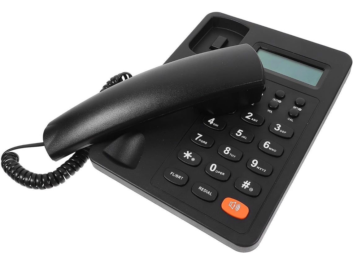 Telefone De Mesa E Teclado Reutilizáveis Em Plástico Preto