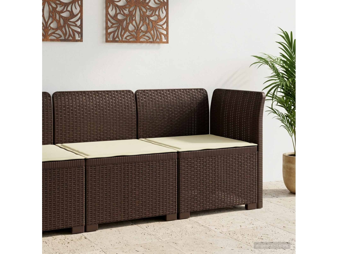 Vidaxl Sofá De Jardim 1 Lugar Com Almofada Look Rattan Pp Castanho