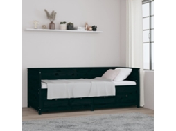 Vidaxl Sofá-cama 90 X 200 Cm Madeira De Pinho Maciça Preto