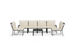 Conjunto de 7 Lounge de Jardim Aço C/ Almofadões Areia MAISON EXCLUSIVE (7 pcs)