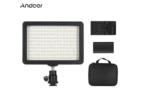 Lâmpada LED W160 para câmera com luz de vídeo regulável, temperatura de cor de 5600K e 3 filtros/2500mAh Andoer