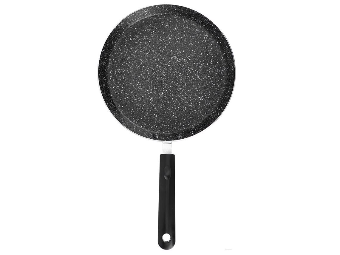 Panela antiaderente de fundo plano em liga de alumínio preta, com alça ergonômica | S/MARCA
