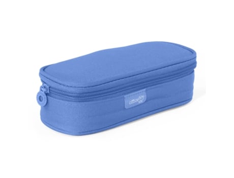 Mega Estuche Portatodo Escolar Ovalado Multiuso Con Solapa. Azul Claro Office Box