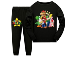 Pijama Super Mario 2026 com camiseta de manga comprida e calça para meninos e meninas de 7 a 14 anos - Conjunto de roupa de dormir - Presente