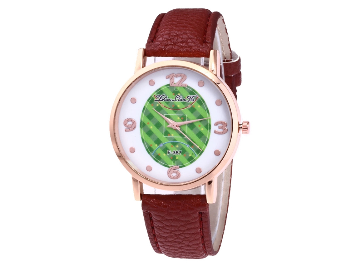 Relógio de Pulso Casal Quartz Fashion Pulseira de Couro Lichee Grain Café