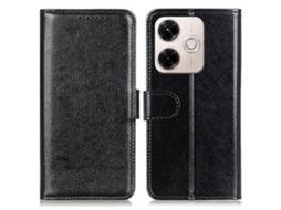 Capa Com Suporte De Celular Em Couro Sintético Com Textura Crazy Horse Para Xiaomi Redmi 13x 4g, Preta