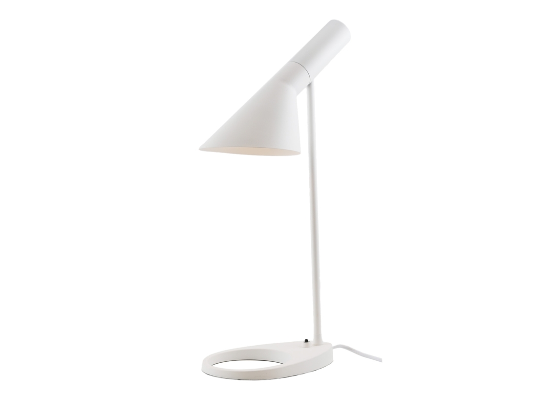Lâmpada De Mesa De Design Em Alumínio Branco Com Interruptor E Abajur Orientável, Ideal Para Escritório, Mesa De Cabeceira Ou Trabalho, E27. Alpinaluz