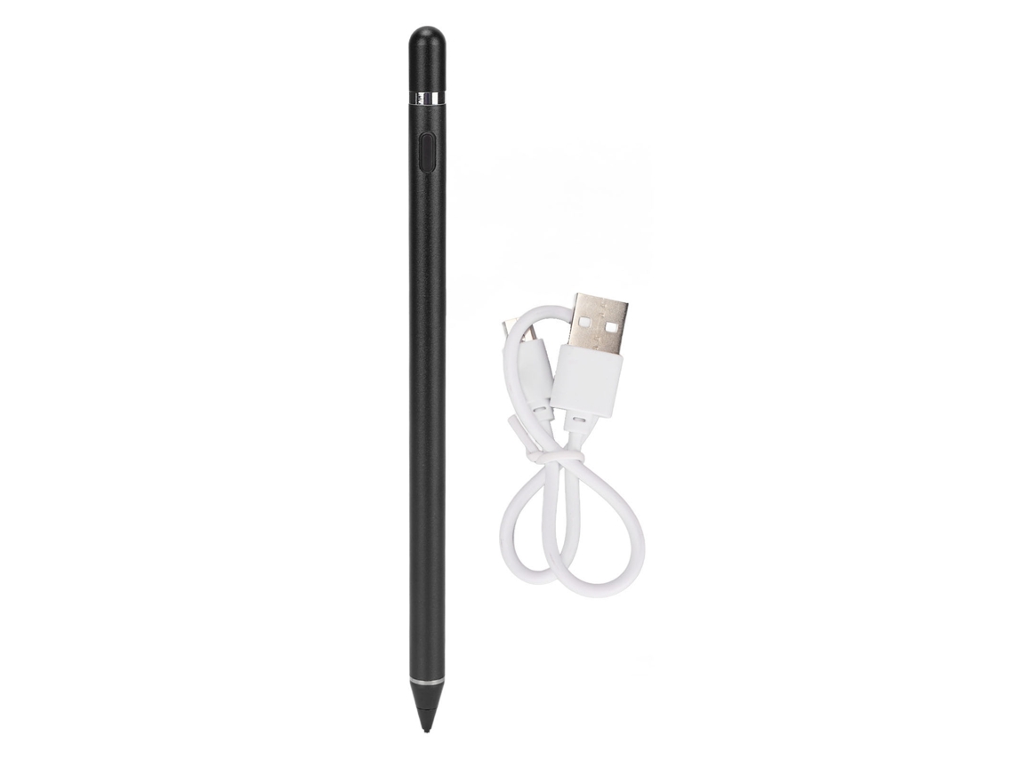 Caneta Estilo Capacitiva Ativa com Carregamento Usb Ponta de Cobre para Celular e Tablet Preta