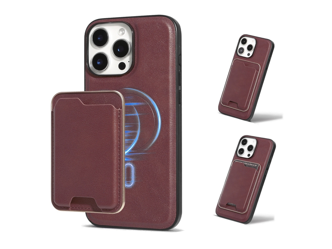 Capa Para Iphone 16 Pro Max Carteira Magnética Bolso Cartão Vermelho Czhhmart