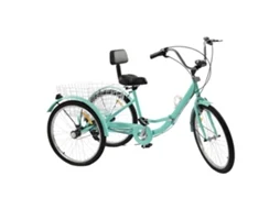 Triciclo Dobrável Para Adultos De 24 Polegadas, 7 Velocidades, Porta Copos, Cesta De Compras, Verde Oem