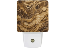 Luminária de parede LED com plugue, acendimento automático, sensor crepuscular automático e base de mármore.