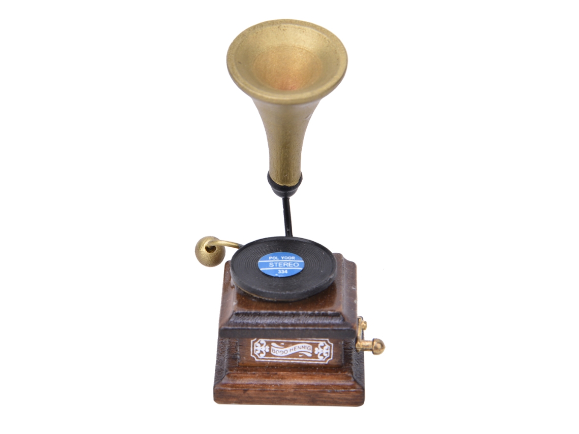 Primerox fonógrafo Retrô Compacto 1:12 para Casa de Bonecas Acessórios de Decoração Madeira
