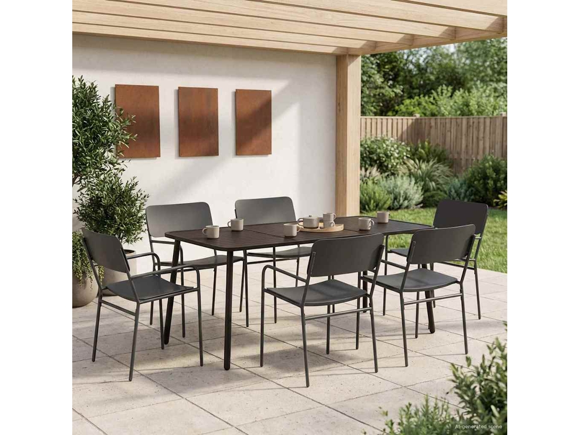 Vidaxl Conjunto De Sala De Jantar 7 Unid. Antracite Aço