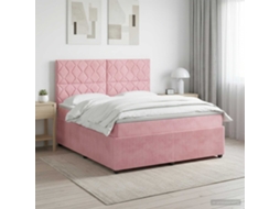 Vidaxl Cama Box Spring Com Colchão Rosa 180 X 200 Cm Veludo