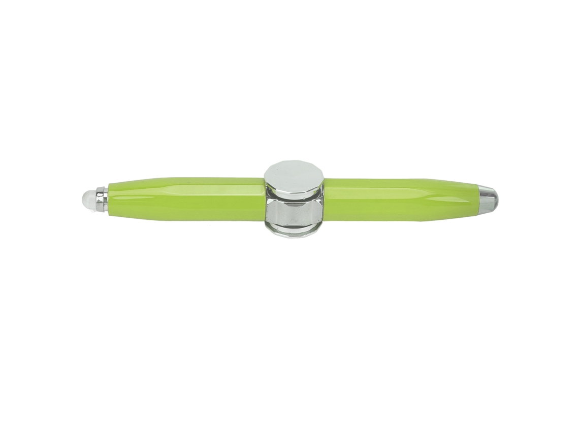 Mali caneta Giratória Anti estresse com Luz Led para Estudantes Escreve Suave Material Metálico Verde