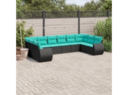 Vidaxl Conjunto De Sofá De Jardim Com 10 Peças E Almofadas Em Rattan Sintético Preto