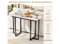 Mesa de Console Estreita, Tampo de Mármore Falso, 107x40x79,5 Cm, Preta NORTHIX