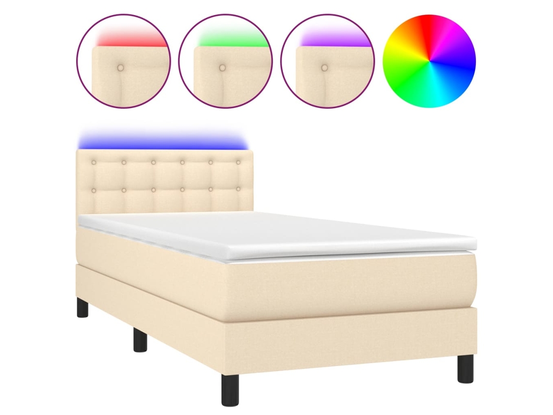 Box Spring Bed, Box Spring Beds Vidaxl Creme Tecido (100 X 200 Cm)