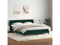Vidaxl Cama Com Molas/colchões 180x220 Cm Veludo Verde-escuro