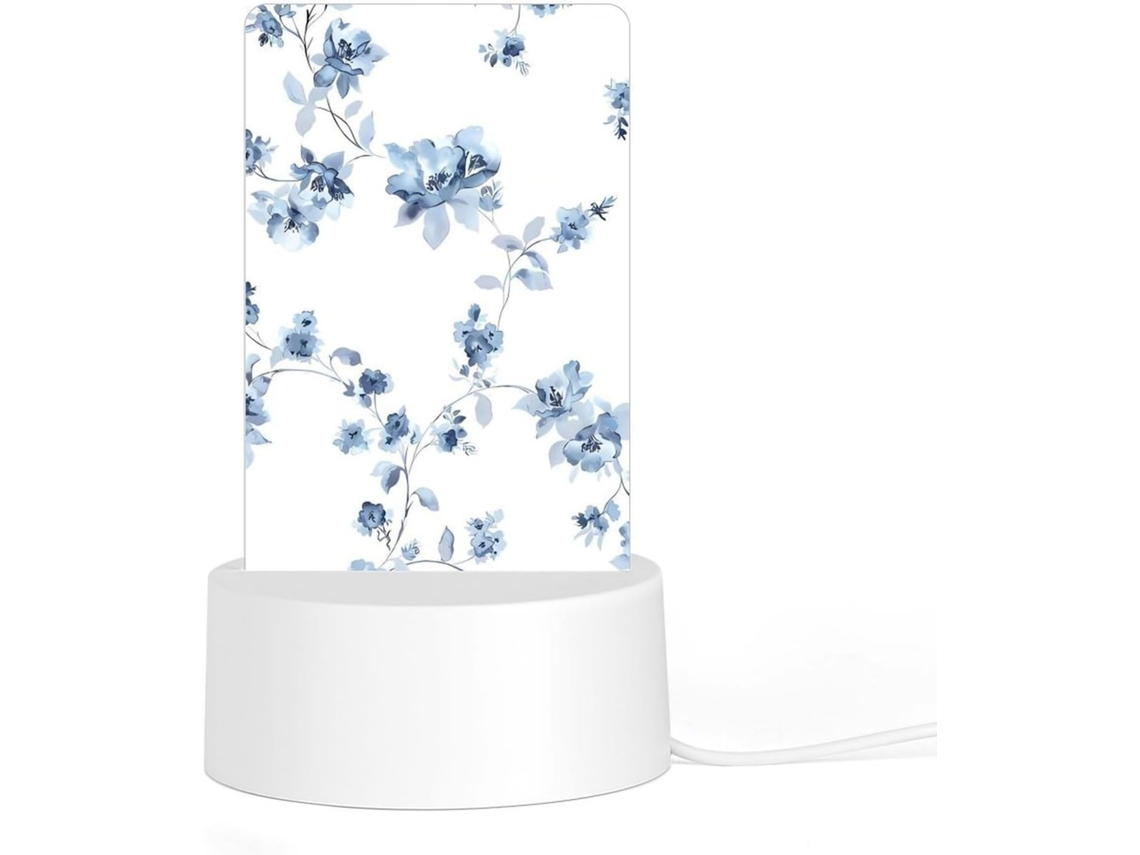 Luminária Noturna Led Durável E Resistente À Ferrugem, Com Design Floral De Flor Azul Ideal Banheiro, Corredor E