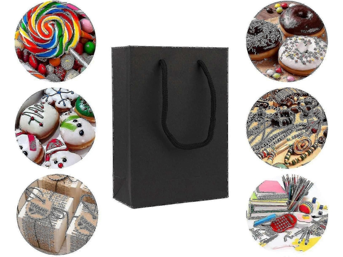 20 Sacolas De Papel Preto Para Presentes Ou Compras, Papel Kraft