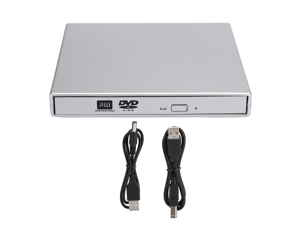 Unidade De Dvd Externa Usb2.0 Gravador Óptico Para Acessório De Desktop/laptop/pc Windows 8/mac Cinza Prateado