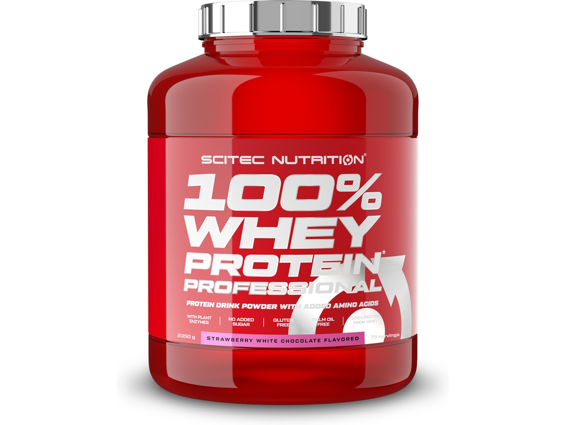 Proteína SCITEC NUTRITION 100% Professional Fórmula Melhorada Sem Açucares (2.35 Kg  - Morango-Chocolate Branco)