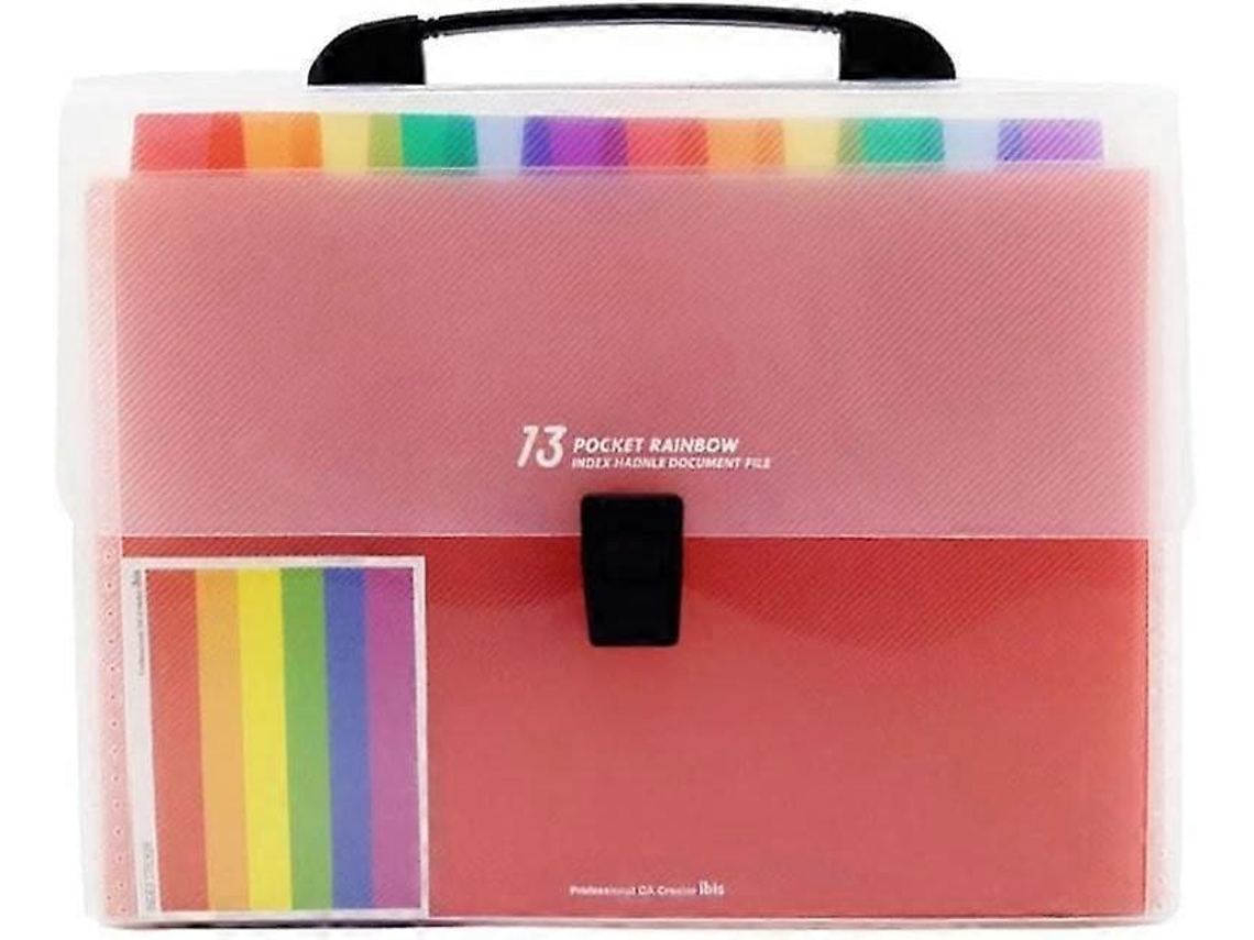 Organizador de arquivos expansível Slowmoose com 13 bolsos multicoloridos, pasta sanfonada, pastas de arquivo de plástico