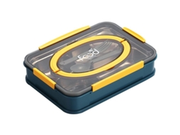 2026 bento Box Niños Acero Inoxidable 4 Compartimentos Tapón Hermético Portátil Azul