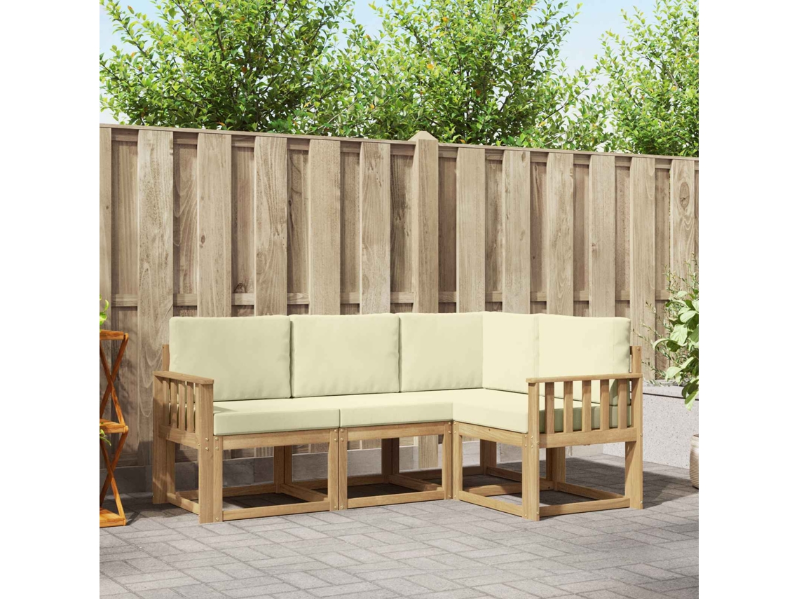 Vidaxl Conjunto De Sofás Para Exterior 4 Unid. Branco E Creme