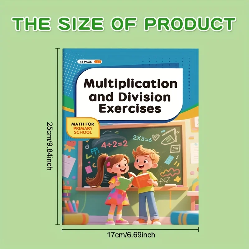 Livro de Exercícios de Tabuada para Crianças, Versão em Inglês com 48 Páginas, para Praticar Matemática. MDUG