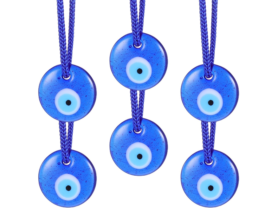 Conjunto De 6 Pingentes De Vidro Azul Turco Para Proteção Dos Olhos Com Cordão, Para Decoração.