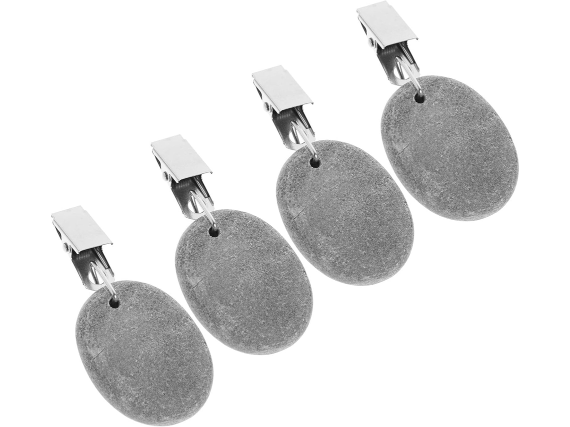 Kit de 4 Prendedores de Toalha de Mesa Inoomp em Pedra e Ferro, com Pesos Antiderrapantes para Fixar e Decorar Toalhas CHABERLU