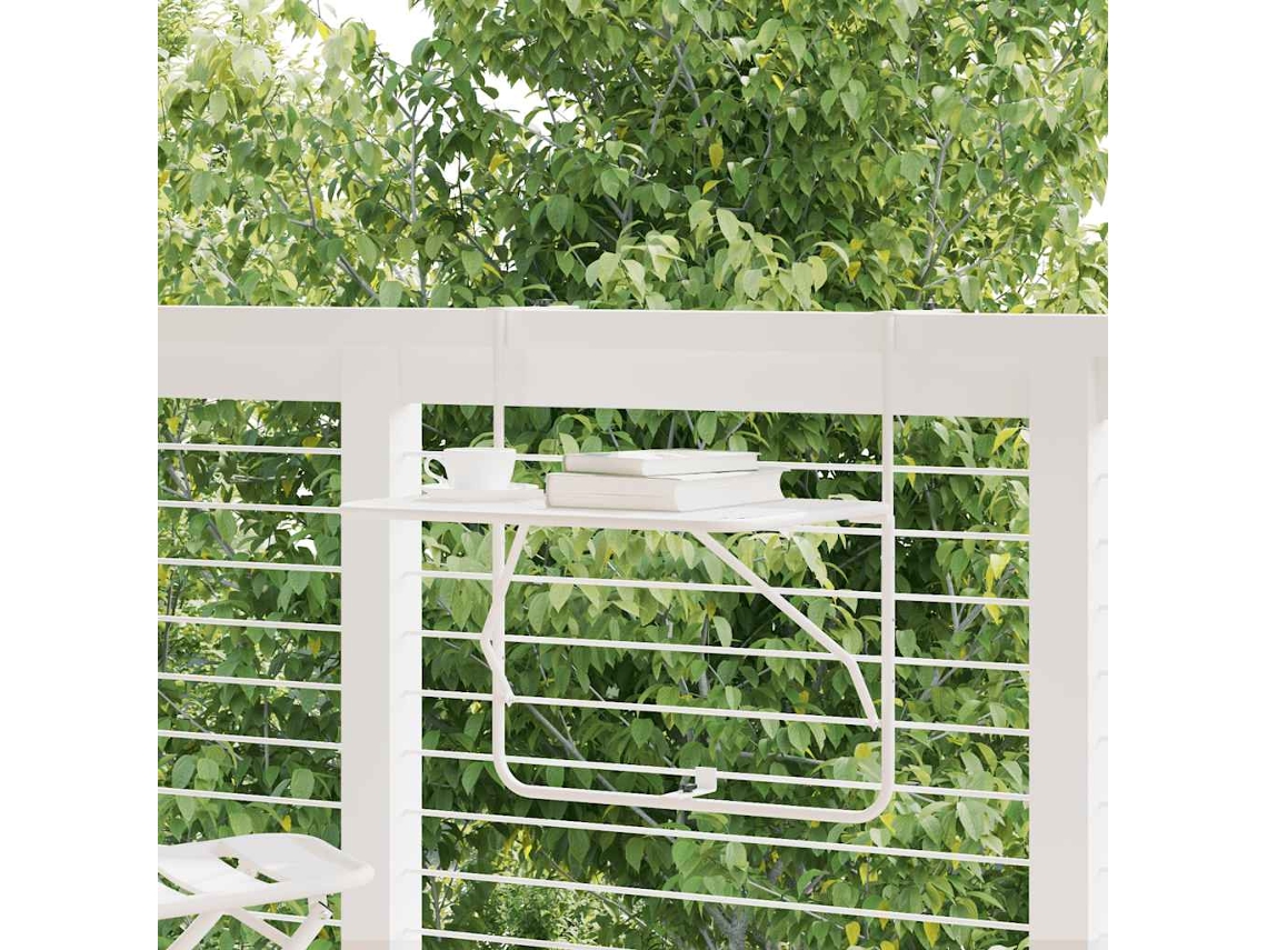 Vidaxl Mesa Para Varanda 60x40 Cm Aço Branco