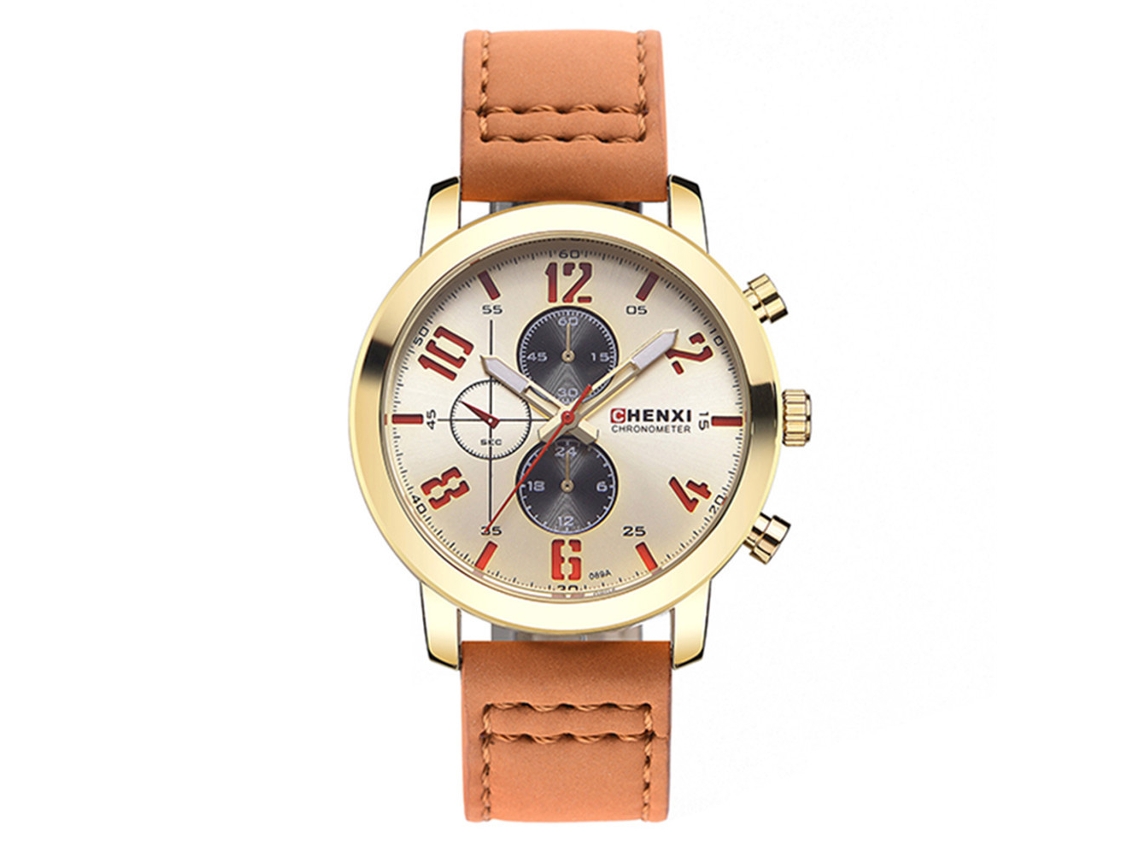 Relógio masculino em aço inoxidável, resistente à água, com movimento de quartzo e pulseira redonda.