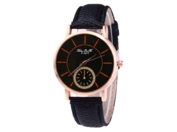 Relógio de pulso de quartzo com pulseira de couro, estilo universitário, para mulheres/homens, meninos/meninas, presente, preto